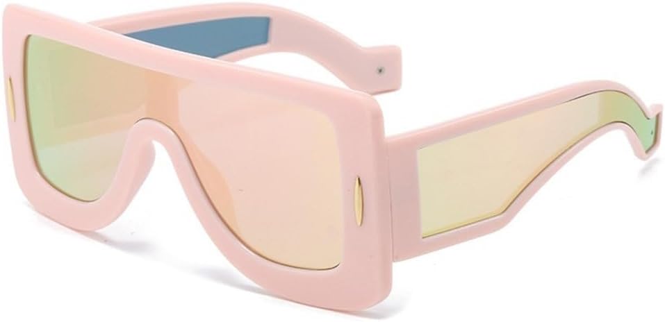 

Винтажные большие квадратные солнцезащитные очки для женщин, модные солнцезащитные очки с заклепками, элегантные плоские очки для женщин, защита от УФ-излучения UV400 MTZJH, Pink Pink