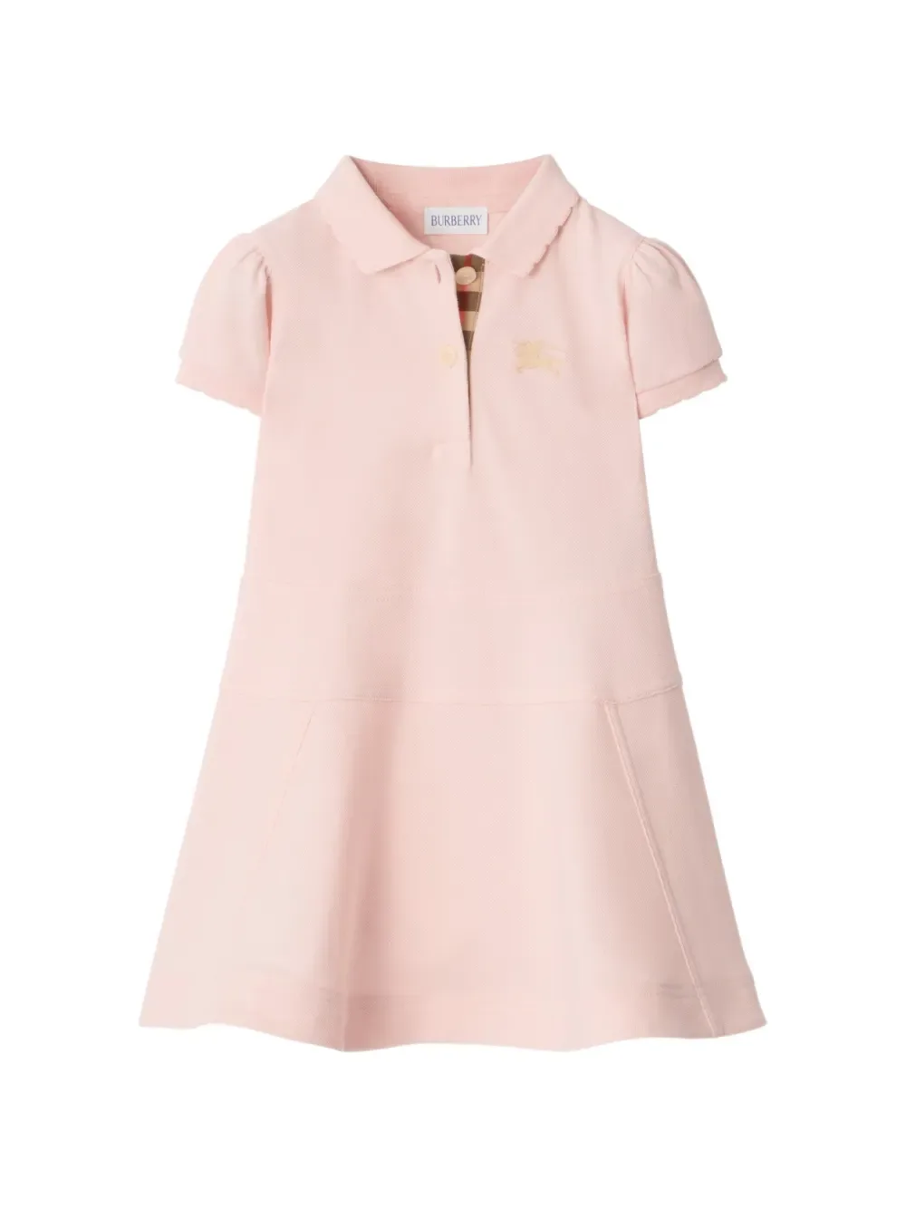 Платье-поло из хлопка BURBERRY KIDS, розовый