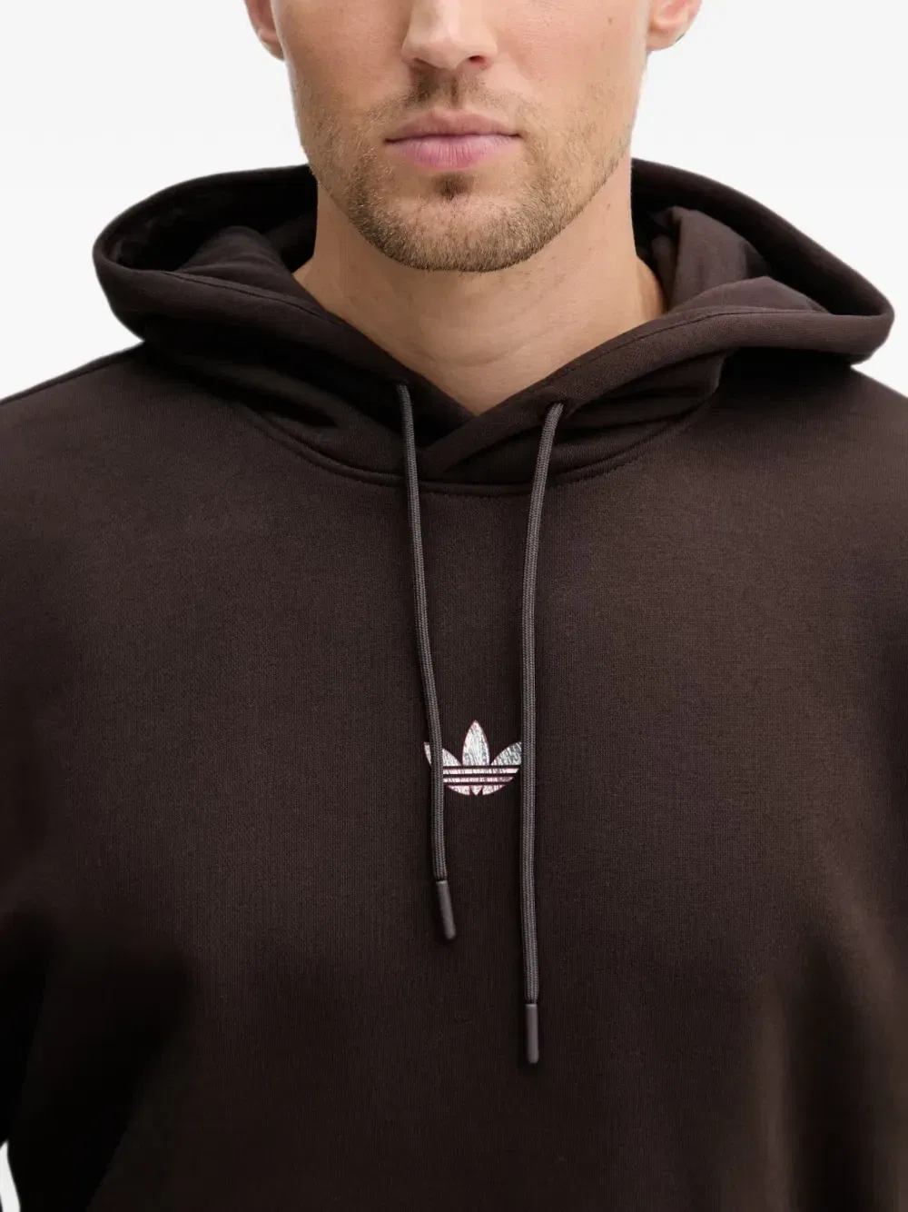 Худи с графическим принтом Trefoil от adidas, коричневый — фото 4
