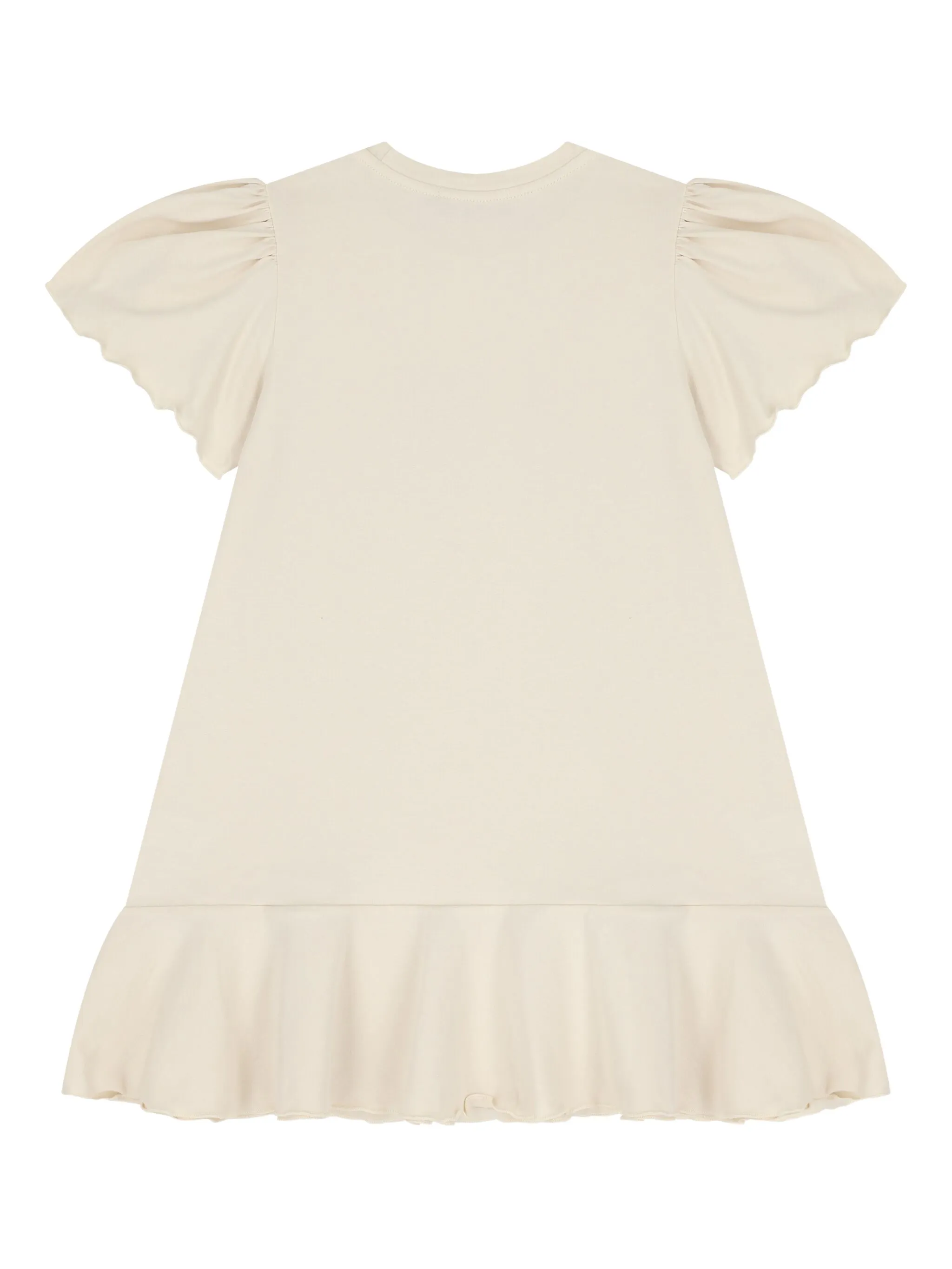 Платье с объемными рукавами и оборками Aigner Kids, бежевый — фото 2