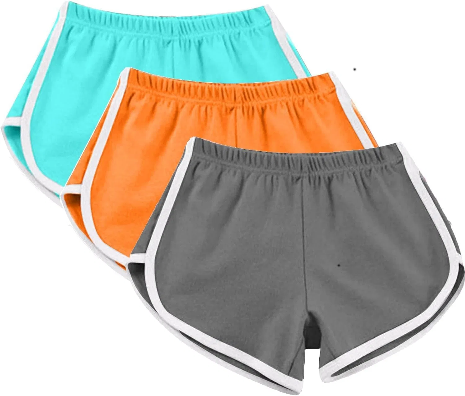 Шорты для активного отдыха, 3 шт, женские, высокие, B3-gray + Orange Yellow + Sky Blue