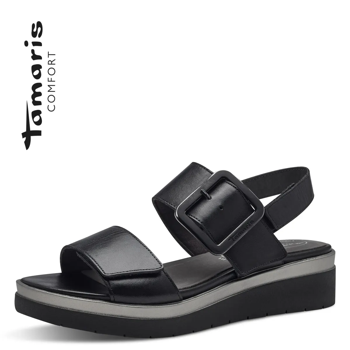 

Сандалии Tamaris COMFORT, летние туфли, босоножки, танкетка, с регулируемой пряжкой, черный