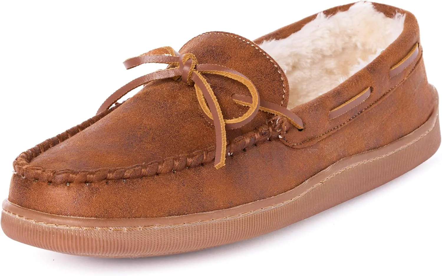 Мужские тапочки Minnetonka с плюшевой подкладкой и жесткой подошвой, коричневый — фото 2