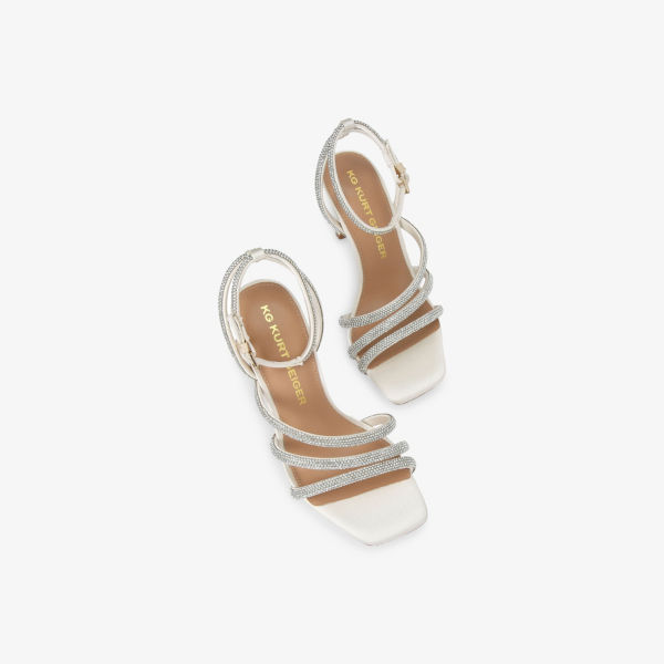 Босоножки Kg Kurt Geiger на каблуке с отделкой из страз, белый — фото 2