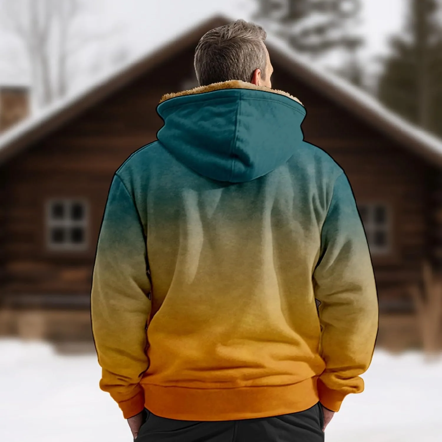 Мужская худи Sherpa Lined Plaid с полной застежкой-молнией — фото 3
