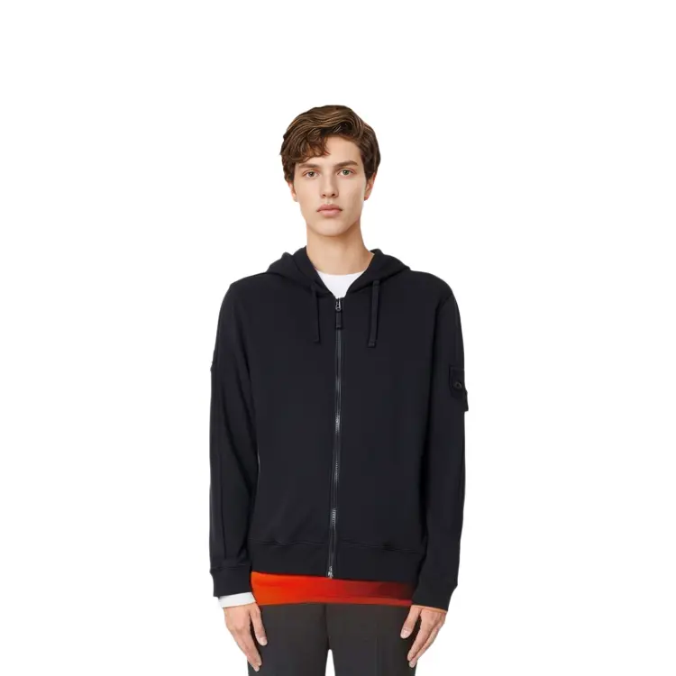 Толстовка мужская Stone Island с капюшоном и молнией, черный — фото 3