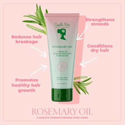 Camille Rose Rosemary Oil 5-минутная глубоко укрепляющая маска и кондиционер для волос с касторовым, мятным и розмариновым маслами для роста волос 8, 5 жидких унций — фото 3