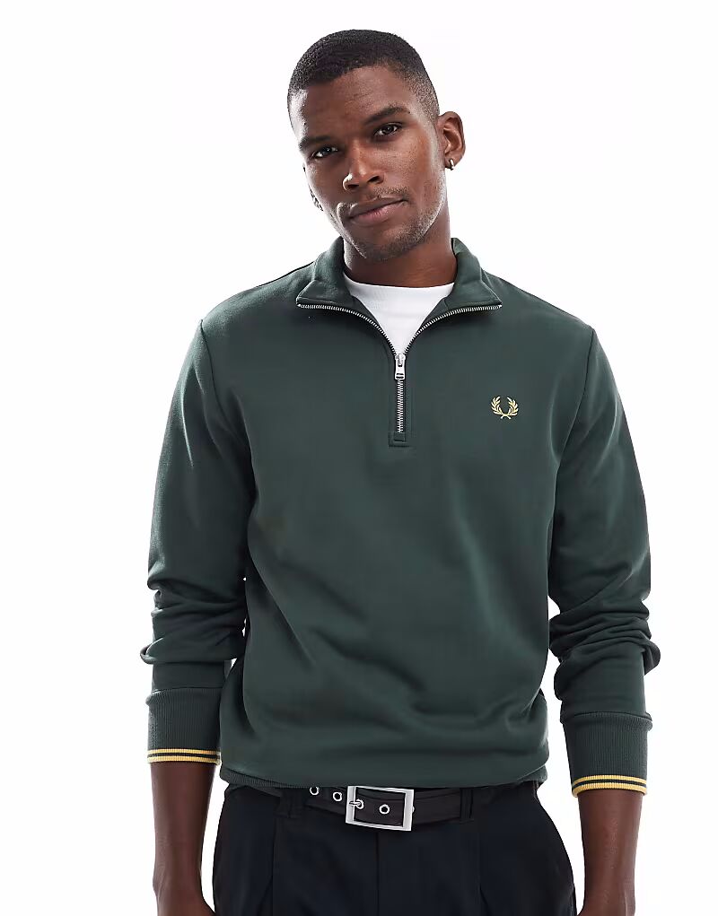 

Толстовка Fred Perry с застежкой-молнией на половину длины зеленого цвета
