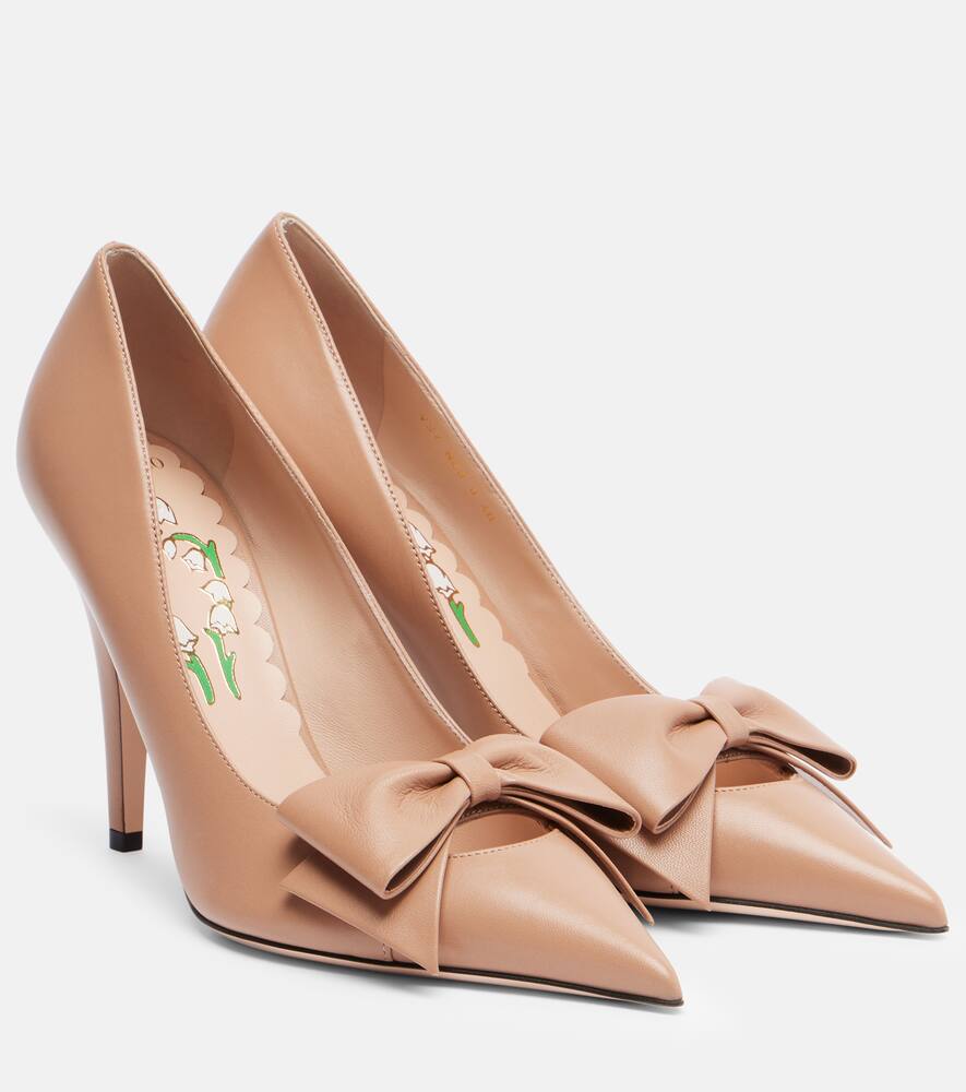 Боуоу 100 bow-detail кожаные лодочки Valentino Garavani, Rose Cannelle