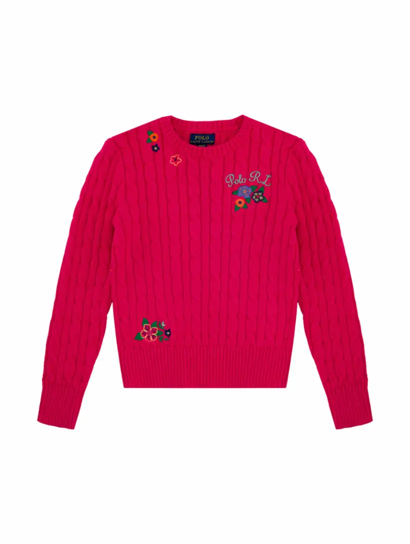 

Вязаный джемпер с цветочной вышивкой Ralph Lauren, розовый