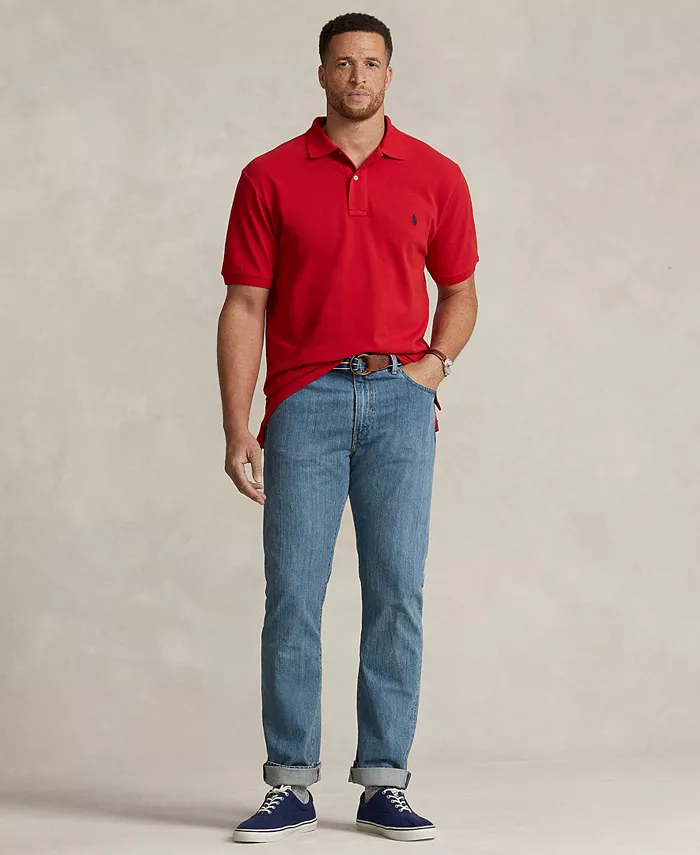 Мужская поло The Iconic Mesh большого и высокого размера Polo Ralph Lauren, красный — фото 2