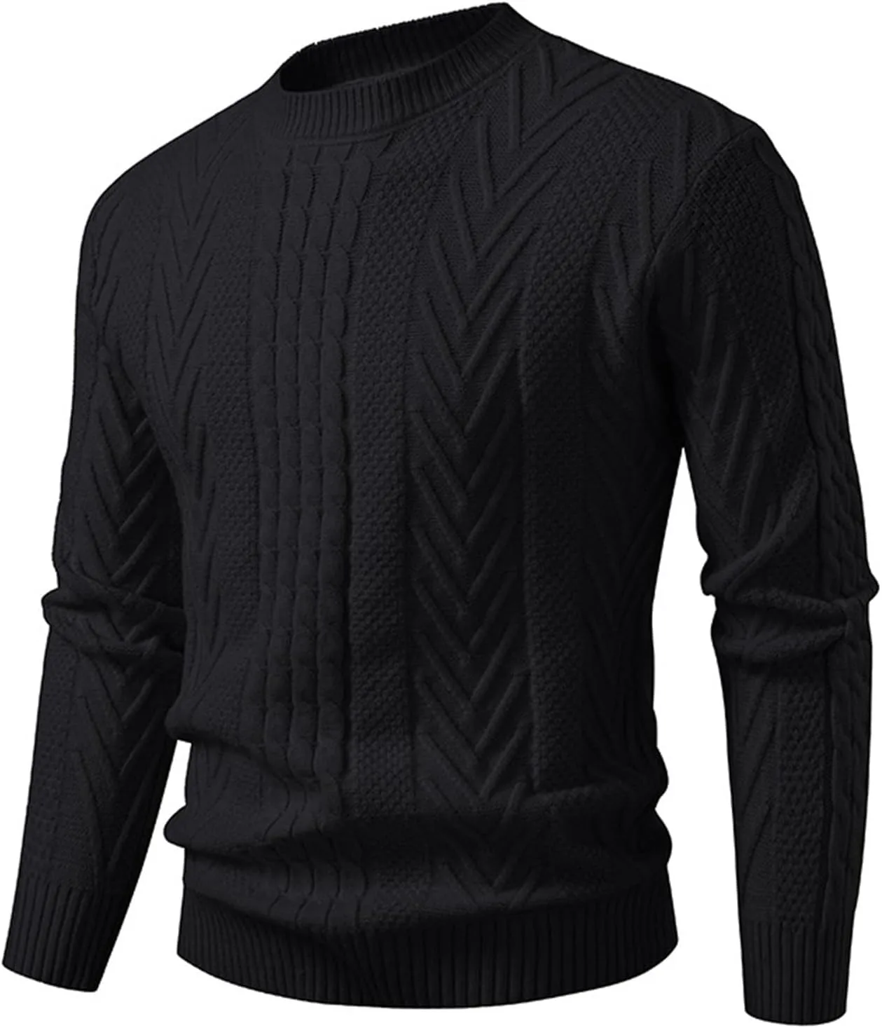 

Мужской свитер с воротником-гольф, Casual, Slim Fit, кабельная вязка, теплый, длинный рукав, зимний