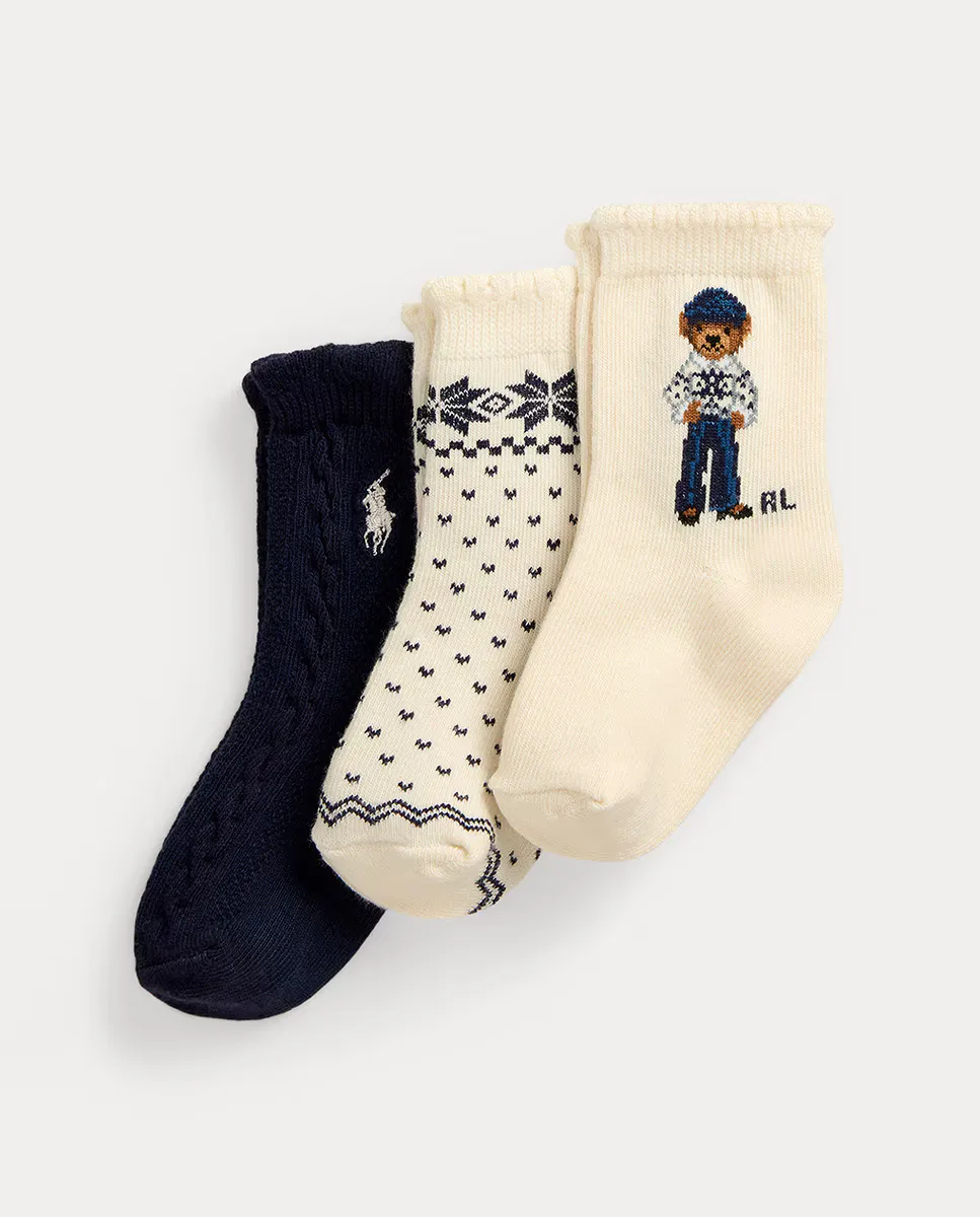 

Комплект из 3 детских носков с мишкой-поло Polo Ralph Lauren, мультиколор