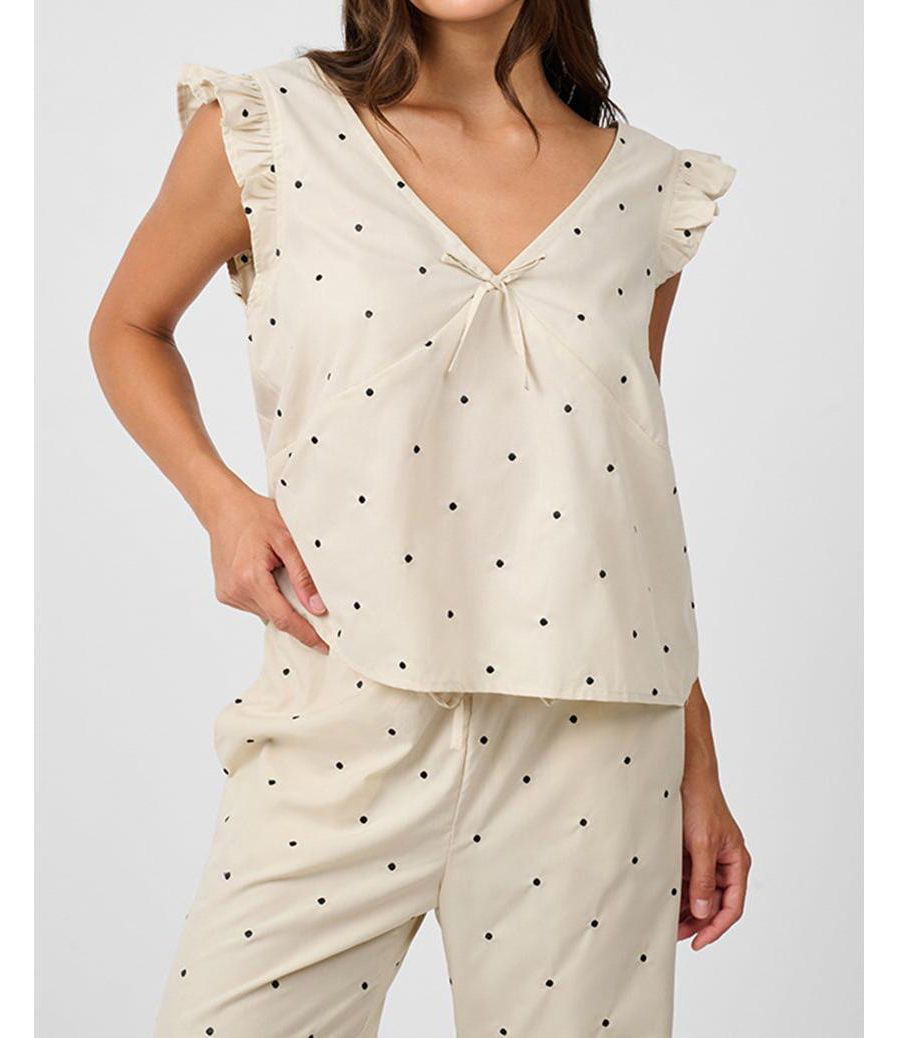 

Женская свободная блузка с оборками на рукавах WeWoreWhat, Oat/black