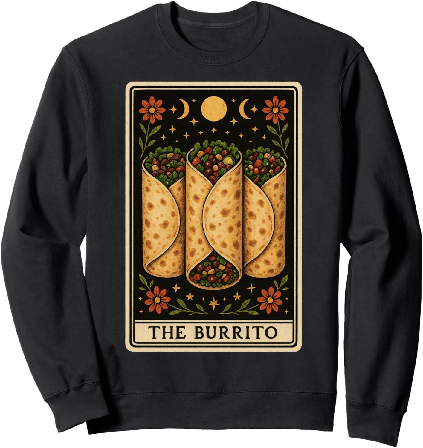 

Буррито Мексиканский капюшон Карта Таро Ведьма Луна Толстовка Burrito Mexican Food Tarot Gifts, черный