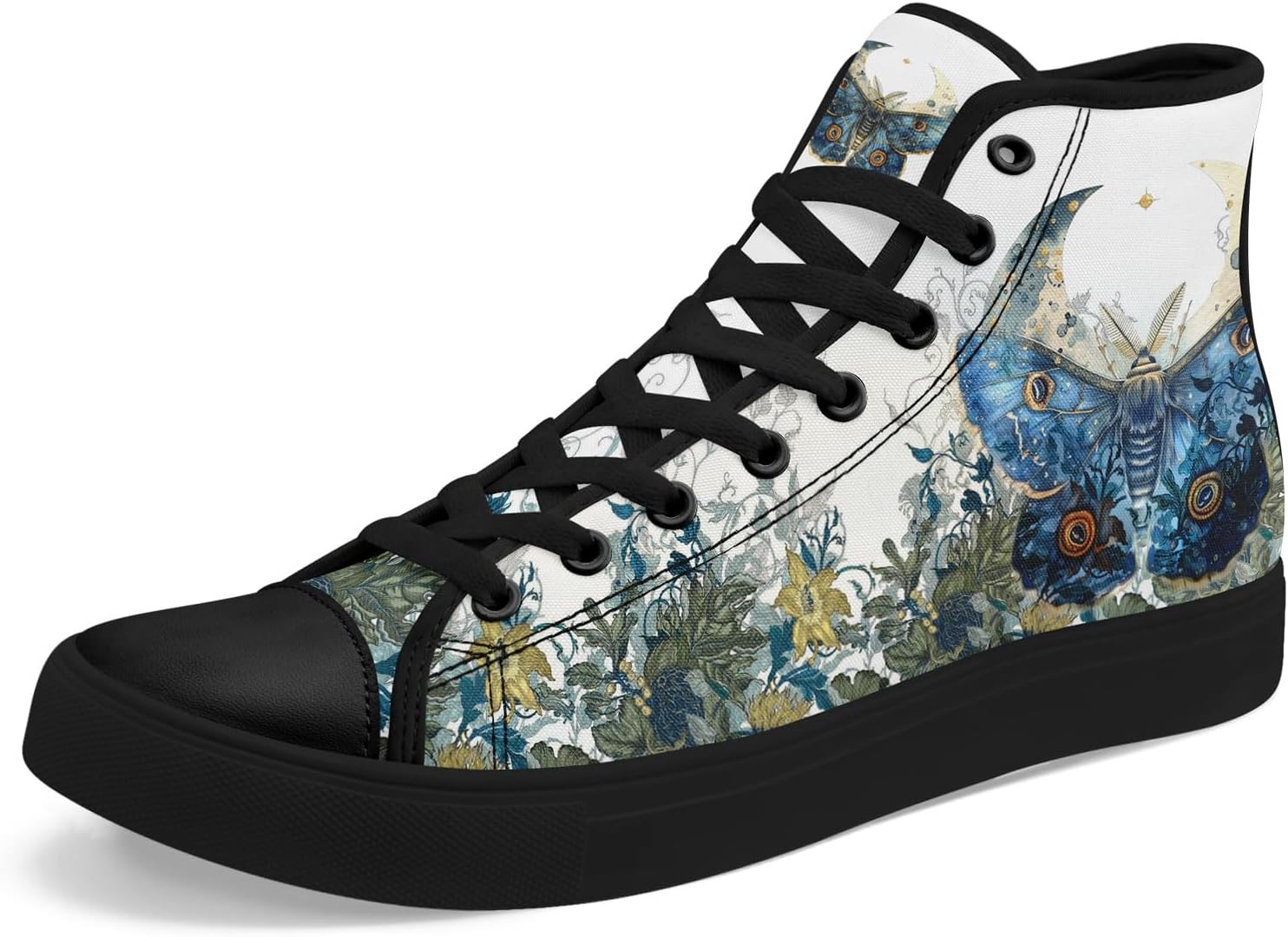 

Кроссовки на высокой подошве AWSOLE Fashion из канвы для мужчин и женщин, унисекс, с принтом пчелы, бабочки, луны и цветов, легкие повседневные обувь на плоской подошве, белый/черный/синий/зеленый/светло-синий