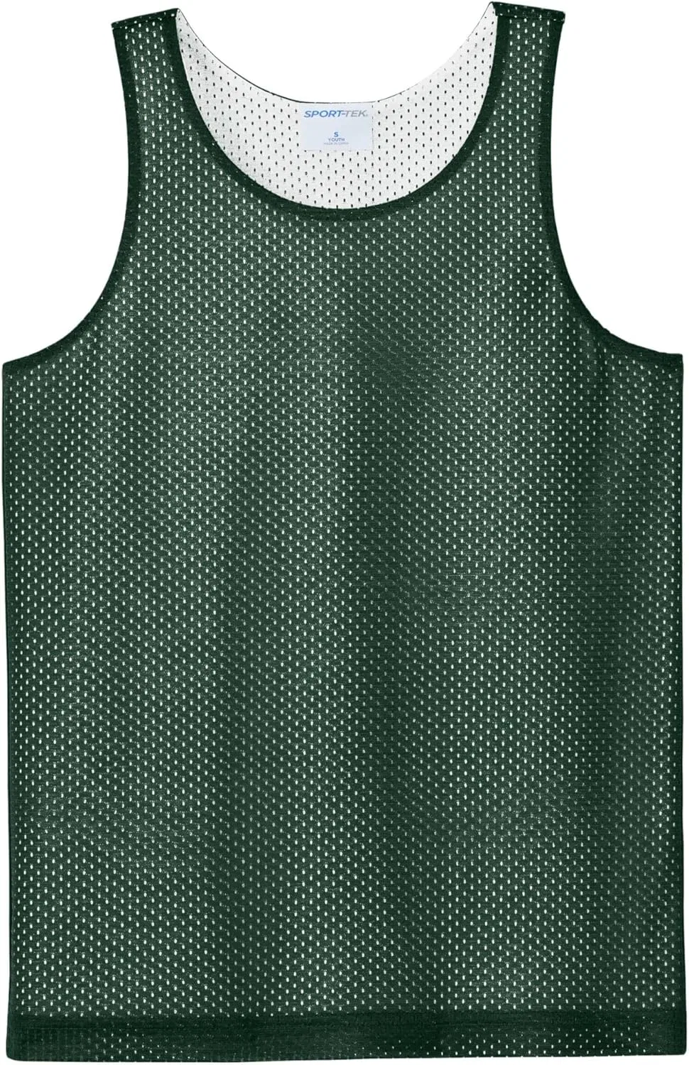 Детский реверсивный топ из сетки SPORT-TEK, Forest Green/White