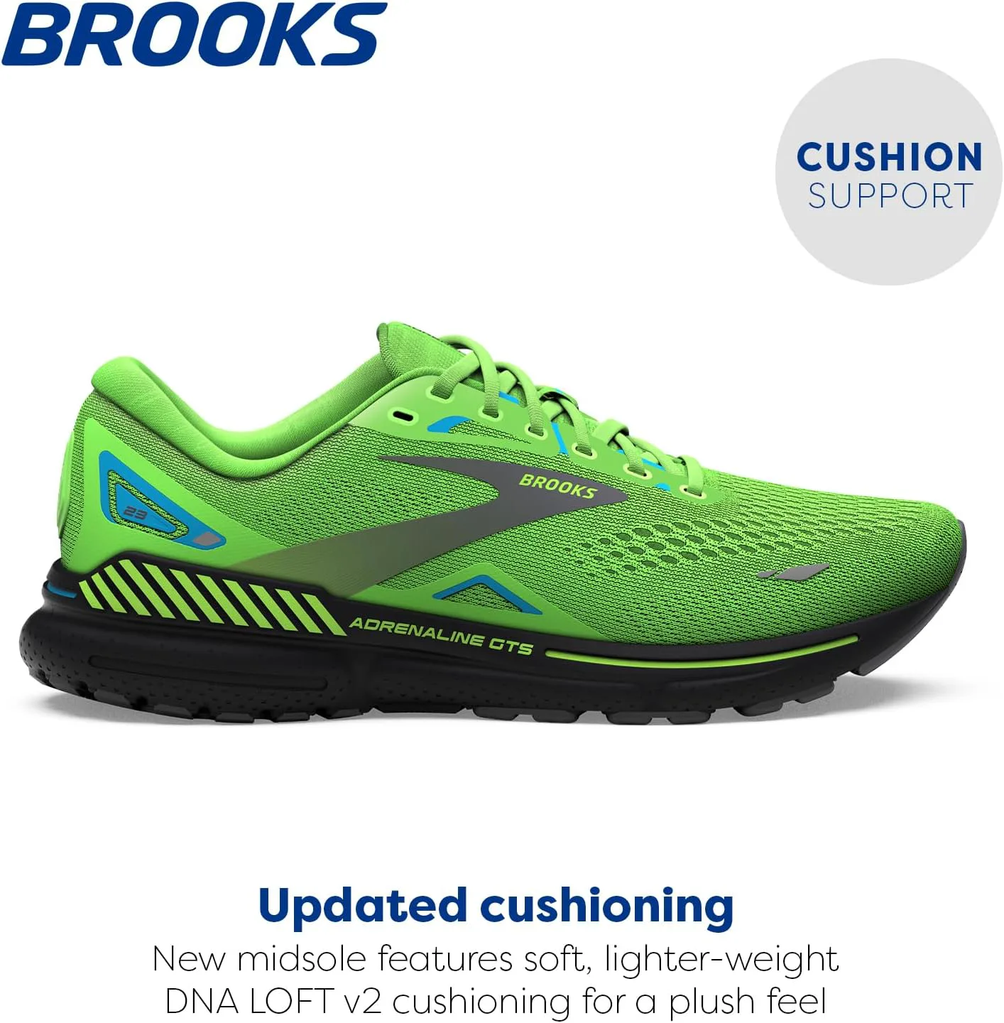 Мужские кроссовки Brooks Adrenaline GTS 23, зеленый/серый/синий — фото 3