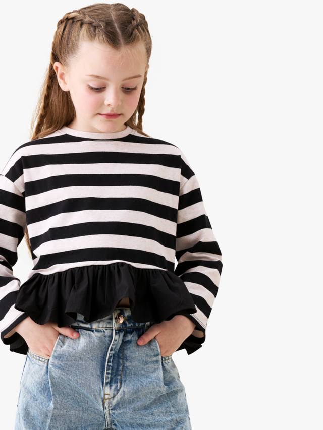 

Детская футболка с полосками и баской Angel & Rocket, Black