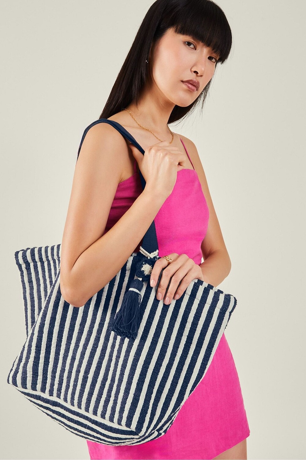 

Сумка-Тоут в полоску с кисточками Accessorize, синий