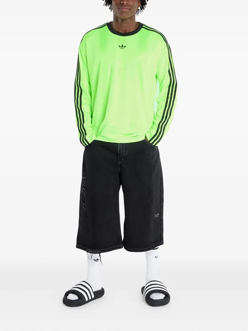 Футболка с длинными рукавами Adidas, зеленый — фото 2