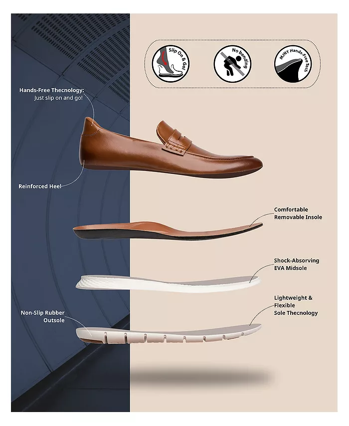 Мужские лоферы Douglas Street с технологией Hands-Free Slip On, облегченные, из кожи, в стиле пенни-лоферов Marc Joseph New York, черный — фото 3