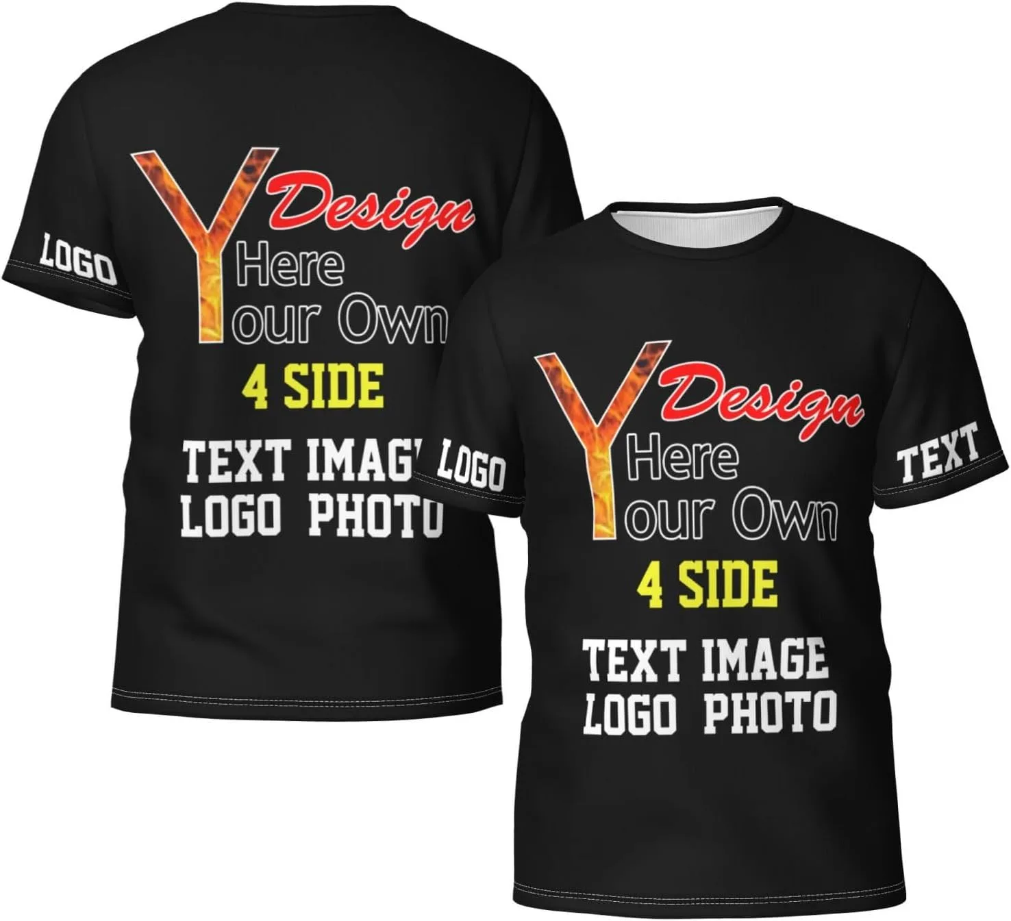 

Футболка Custom T Shirt для мужчин с нанесением текста и изображения на 4 стороны