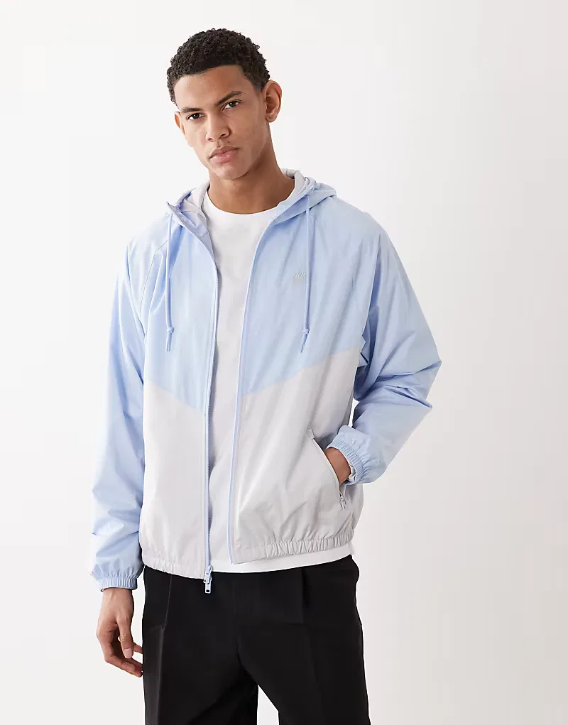 Куртка Nike Windrunner с капюшоном на молнии, сине-серый