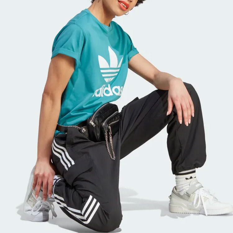 Футболка с трилистником женская бирюзовая Adidas Originals — фото 4
