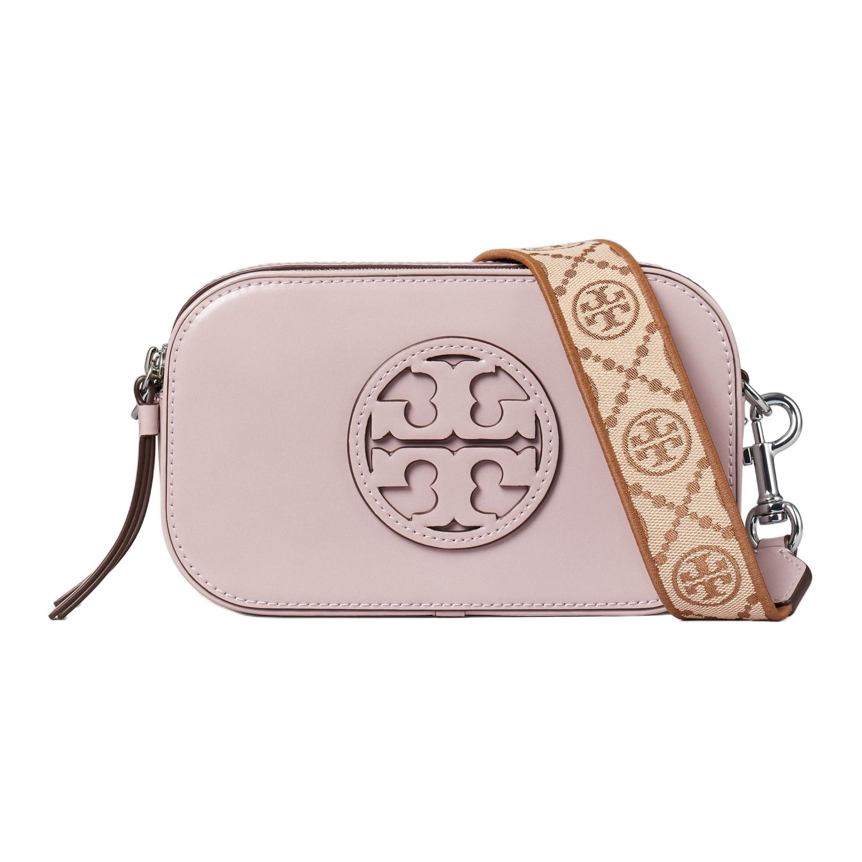 

Сумка через плечо Miller Patent Leather Camera Bag мини женская вишнёво-розовая TORY BURCH