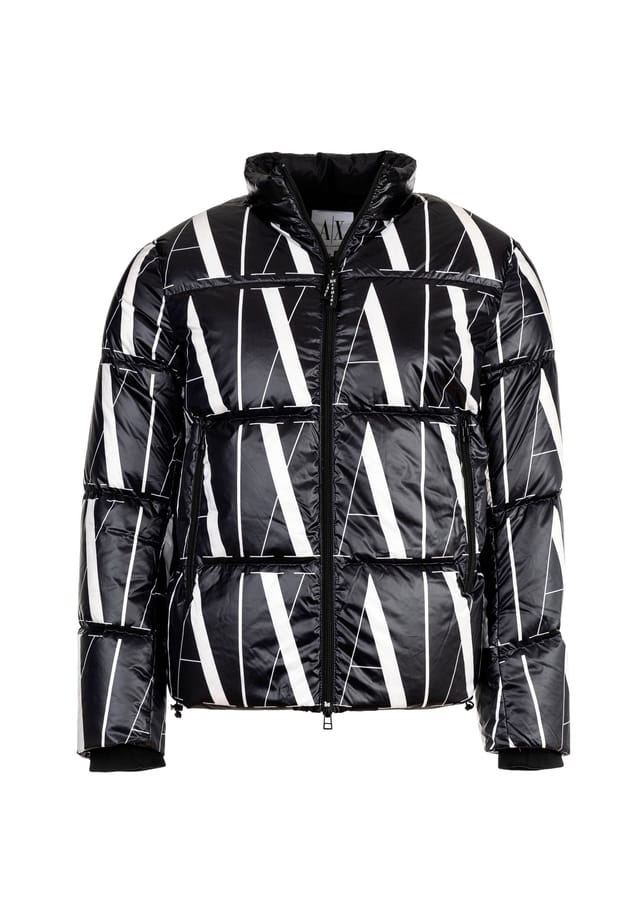 

Пуховик - стеганая куртка с застежкой-молнией по всей поверхности Armani Exchange, черный