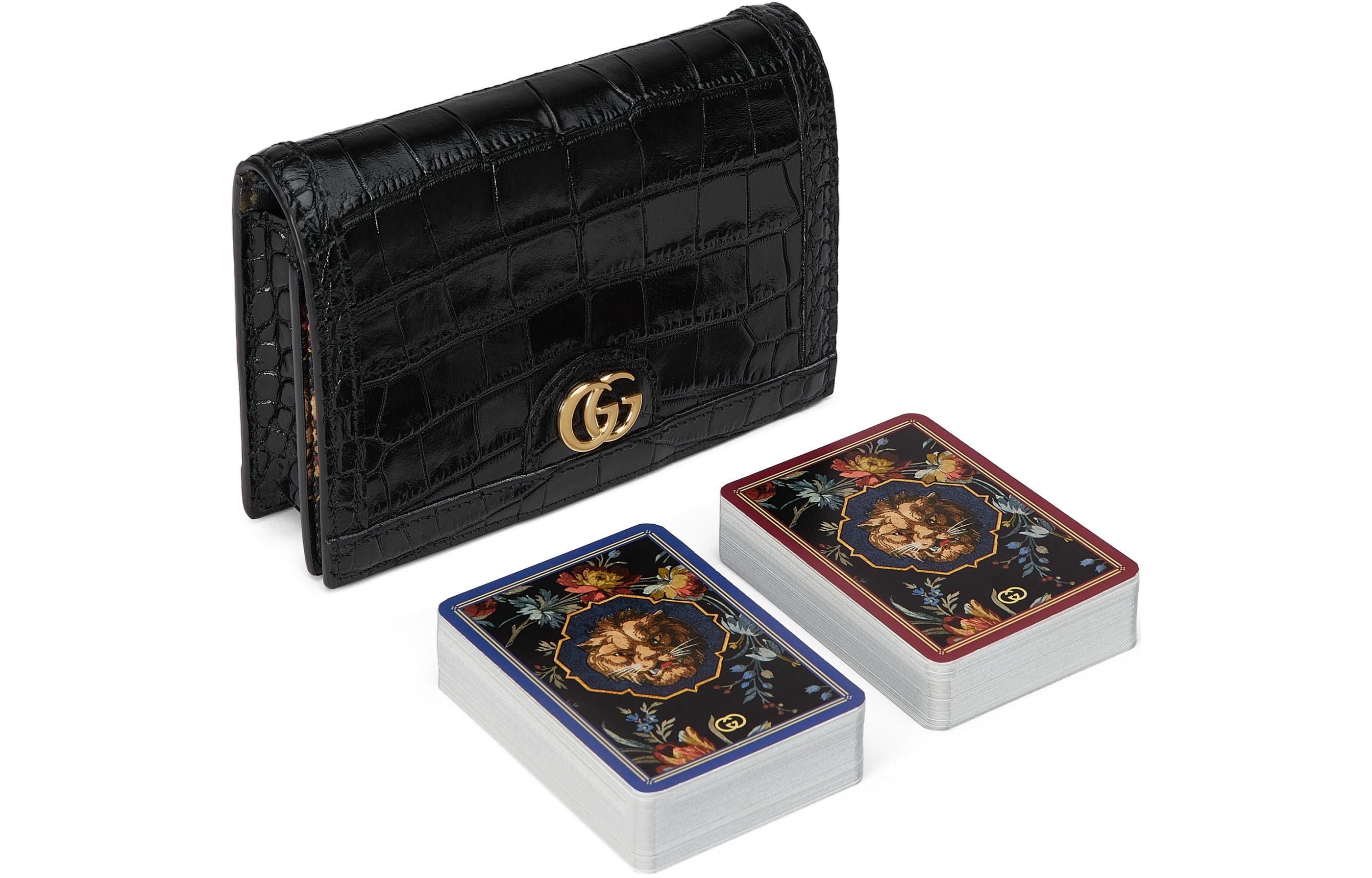 

GUCCI Кожаная сумка для покерных карт унисекс черная