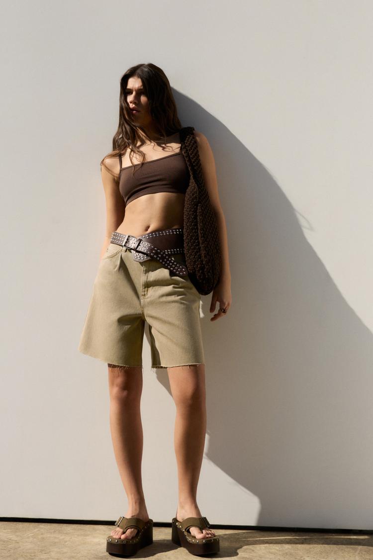 

Шорты-Бермуды с вытачками Pull And Bear, охра