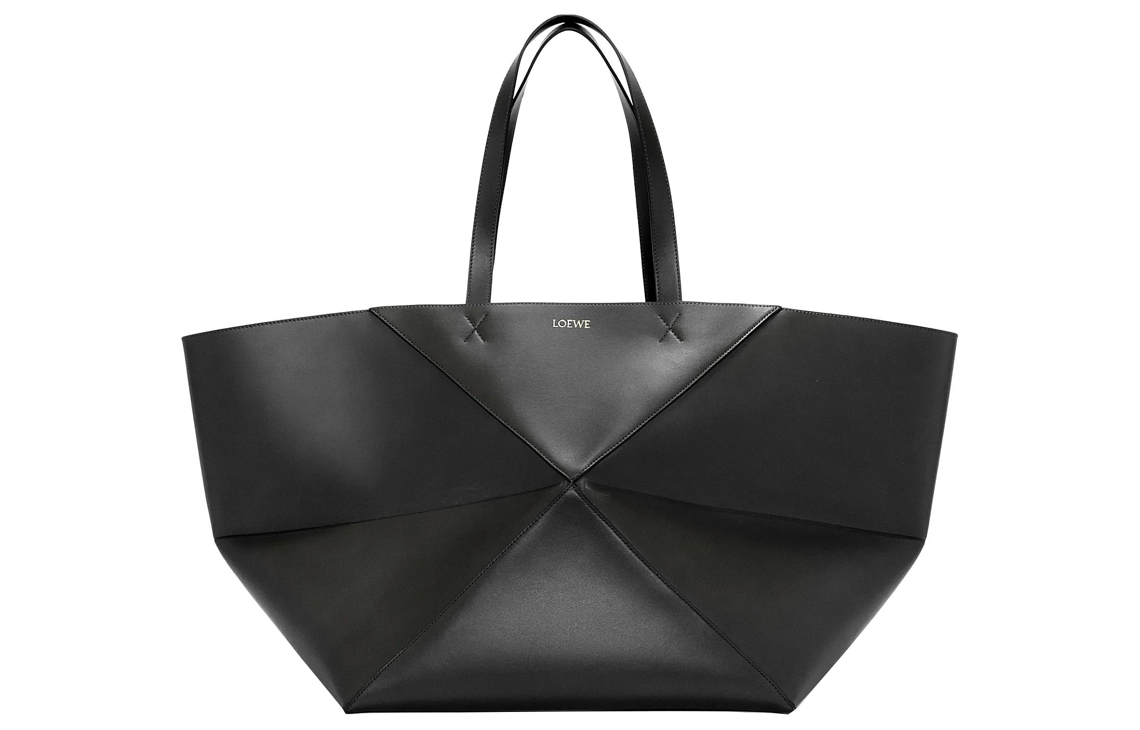 

LOEWE Блестящая кожаная сумка из коровьей кожи женская большая черная