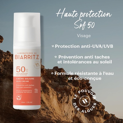 Солнцезащитный крем для лица Laboratoires De Biarritz SPF 50, сертифицированный органический Laboratoire De Biarritz — фото 2
