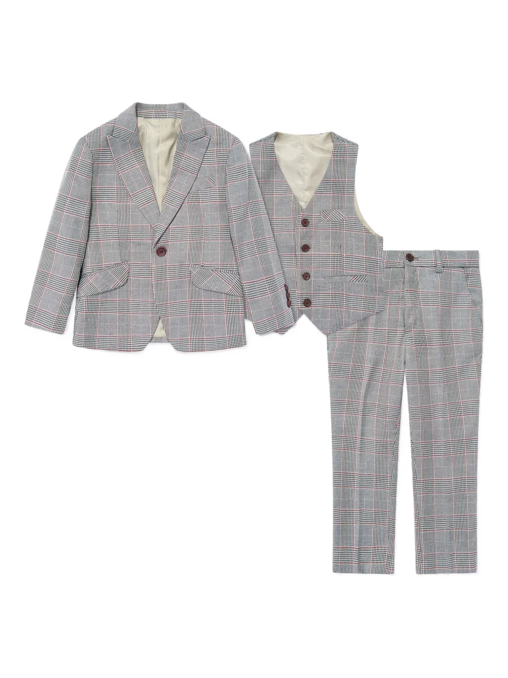 

Клетчатый костюм-тройка SUITLAB KIDS, серый
