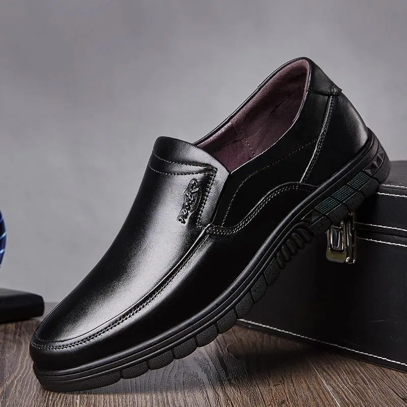 Мужские лоферы Leather Loafers, Black DHFIRUFSHLO — фото 3