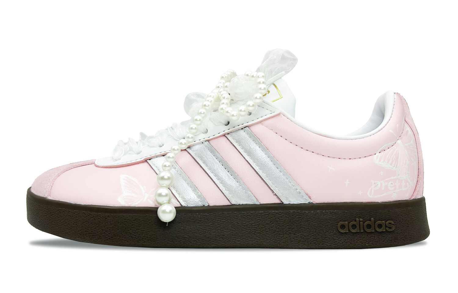

Кроссовки adidas VL Court 2.0 Skateboarding Shoes Unisex Low-top White/pink, цвет Butterfly whispers