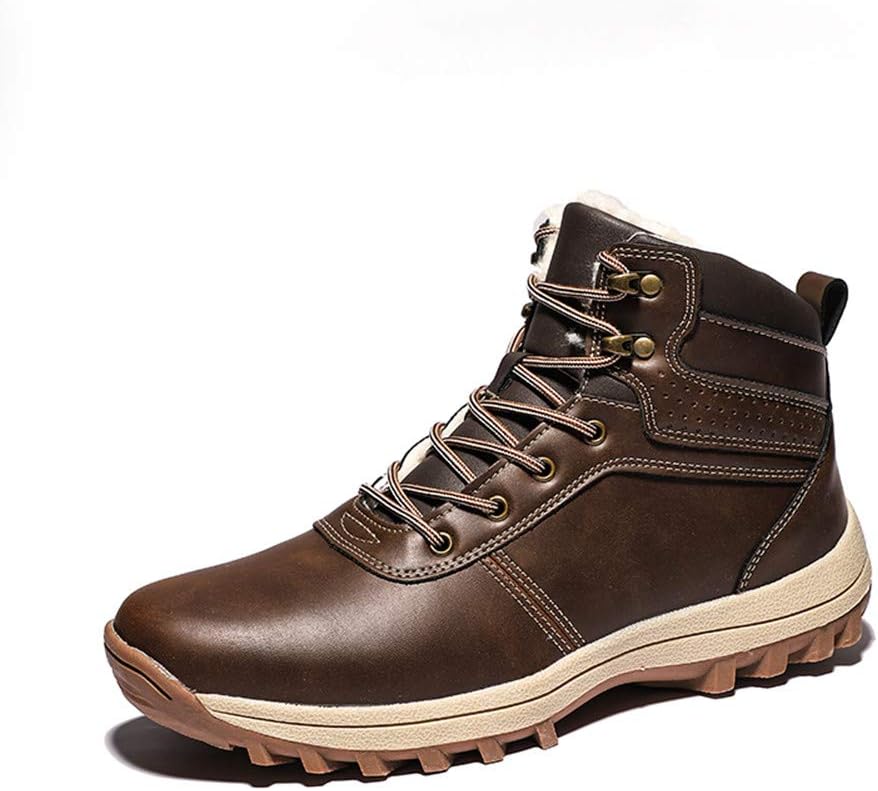 

Мужские теплые зимние ботинки с мягкой подошвой, меховой подкладкой, водонепроницаемые, для ходьбы, походов и альпинизма Asifn, коричневый