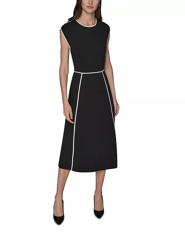 

Платье миди из крепа с контрастной отделкой Karl Lagerfeld Paris, черный