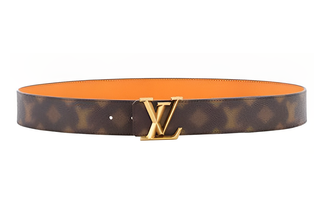 

LOUIS VUITTON Ремень мужской кожаный с монограммой коричневого и желтого цвета