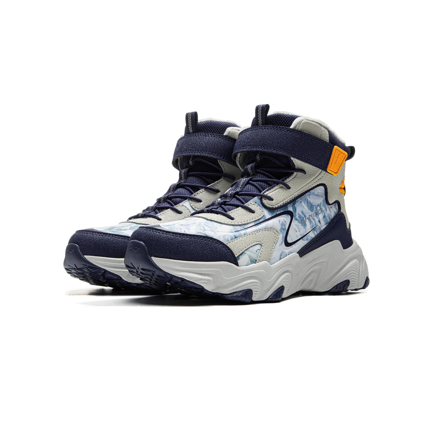 Кроссовки для детей Sports Life Collection с амортизацией Rebound Warm High Top, серые, детские LINING YOUNG, синий — фото 3