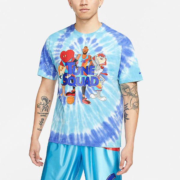 Футболка x space jam tie dye sports tee 'light blue purple' Nike, синий — фото 4