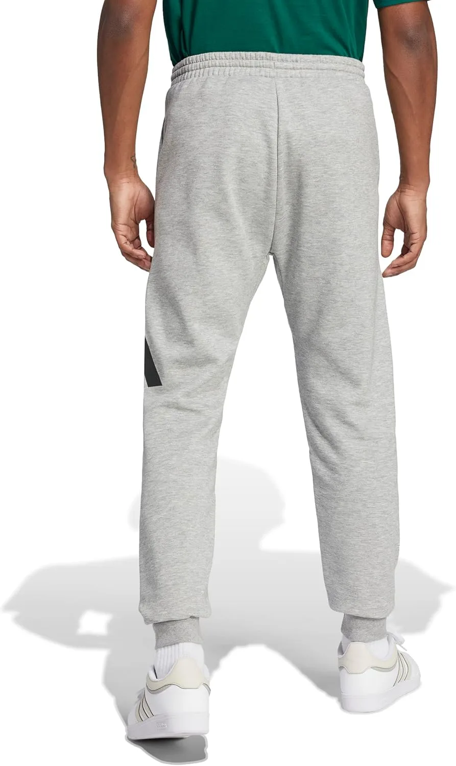 Мужские флисовые брюки Adidas Essentials с большим логотипом и манжетами, серый/черный — фото 3
