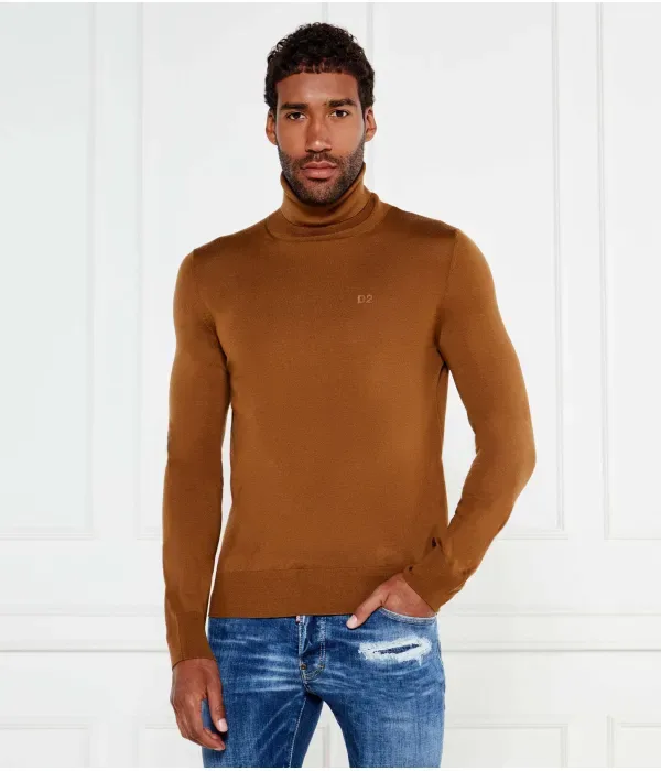 Шерстяная водолазка regular fit Dsquared2, коричневый