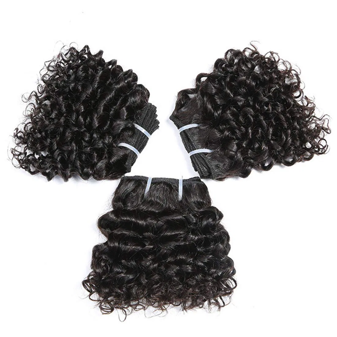 Перуанские короткие кудрявые пучки из 100% натуральных волос Aiokrtse, Frizzy Natural Black — фото 4