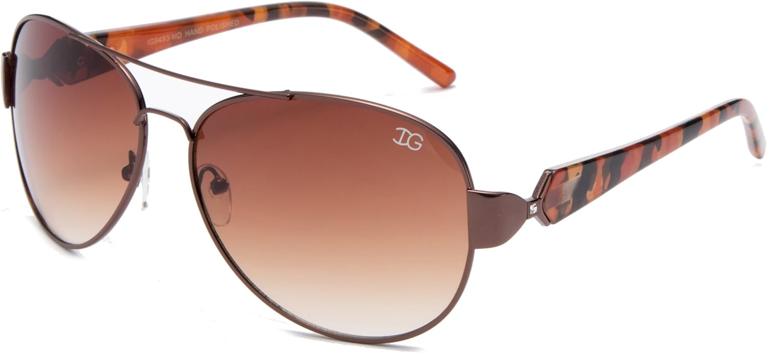 

Авиаторские солнцезащитные очки со стразами, увеличенного размера, с защитой от УФ-излучения, в стиле «пилот» с блестками, для женщин Newbee Fashion Sunglasses, 9483- Tortoise/Brown