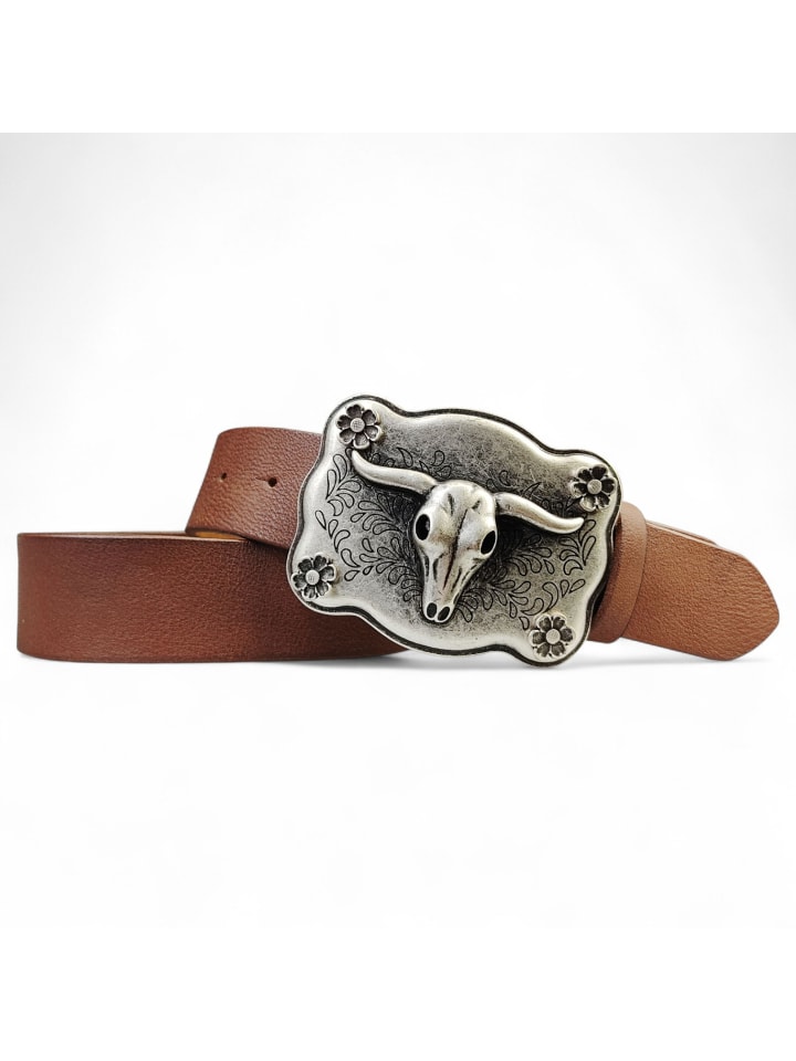 

Мужской кожаный ремень коньячного цвета FRONHOFER