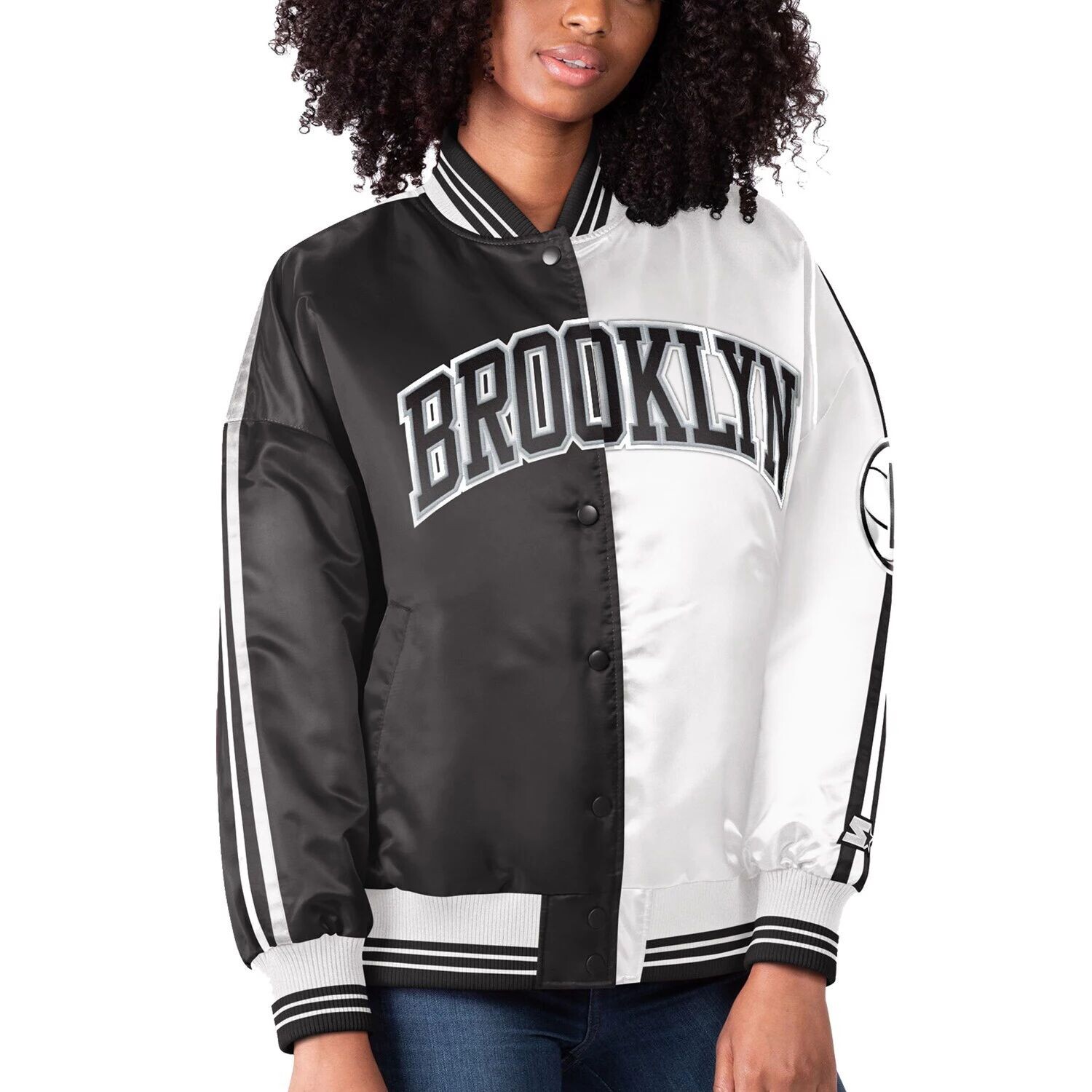 

Женская базовая черно-белая университетская куртка Brooklyn Nets с разрезом и цветными блоками, атласная университетская куртка с длинными кнопками Starter, Черный, Женская базовая черно-белая университетская куртка Brooklyn Nets с разрезом и цветными бло