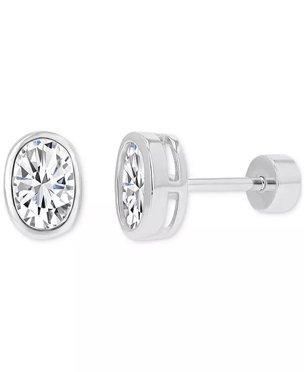 

Овальные серьги-гвоздики с кубическим цирконием (1-3/8 карата) из стерлингового серебра с позолотой 14 карат Macy'S, silver